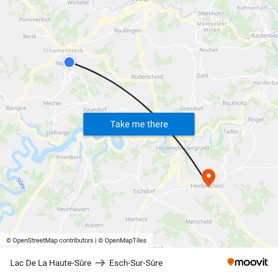 Lac De La Haute-Sûre to Esch-Sur-Sûre map