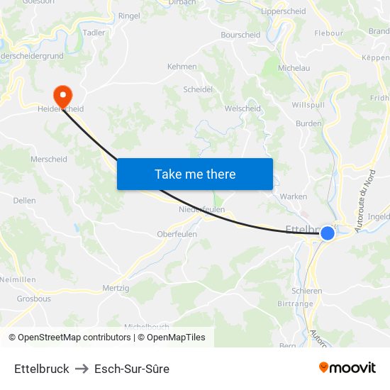 Ettelbruck to Esch-Sur-Sûre map
