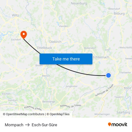 Mompach to Esch-Sur-Sûre map