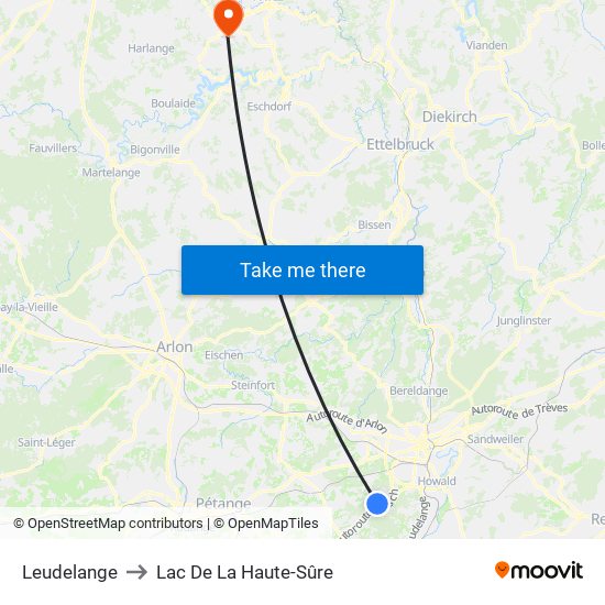 Leudelange to Lac De La Haute-Sûre map