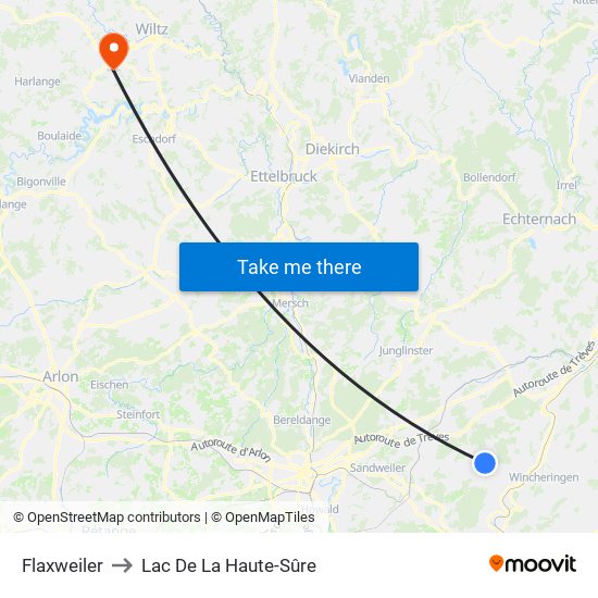 Flaxweiler to Lac De La Haute-Sûre map