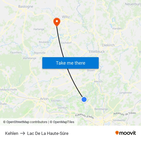 Kehlen to Lac De La Haute-Sûre map