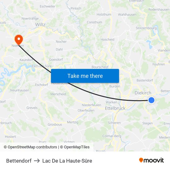 Bettendorf to Lac De La Haute-Sûre map