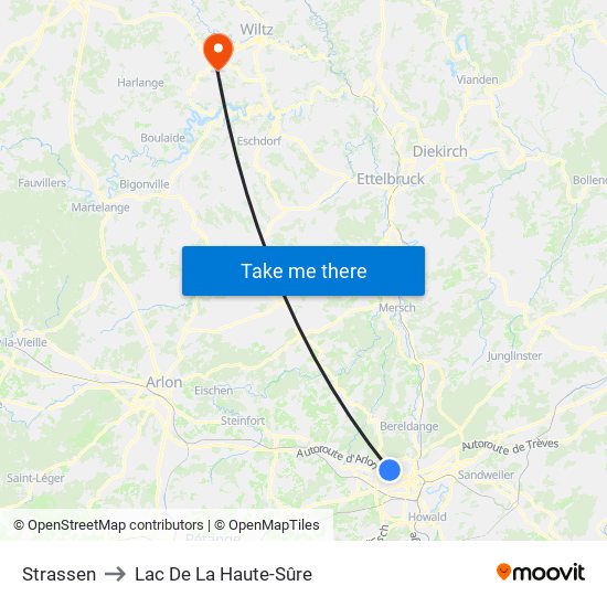 Strassen to Lac De La Haute-Sûre map