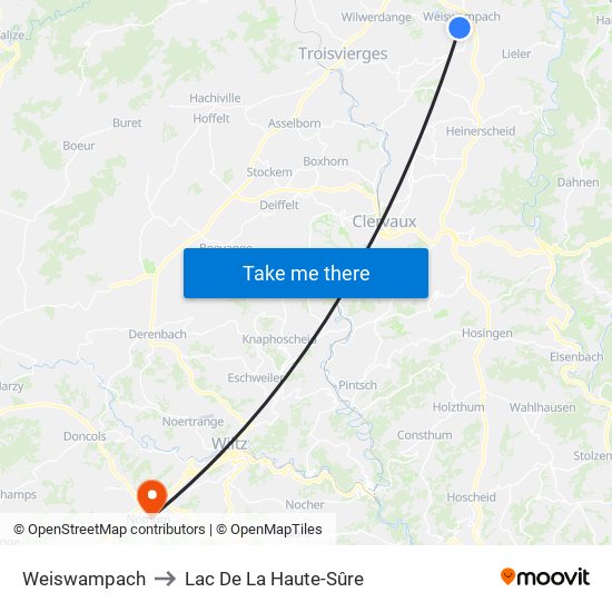 Weiswampach to Lac De La Haute-Sûre map