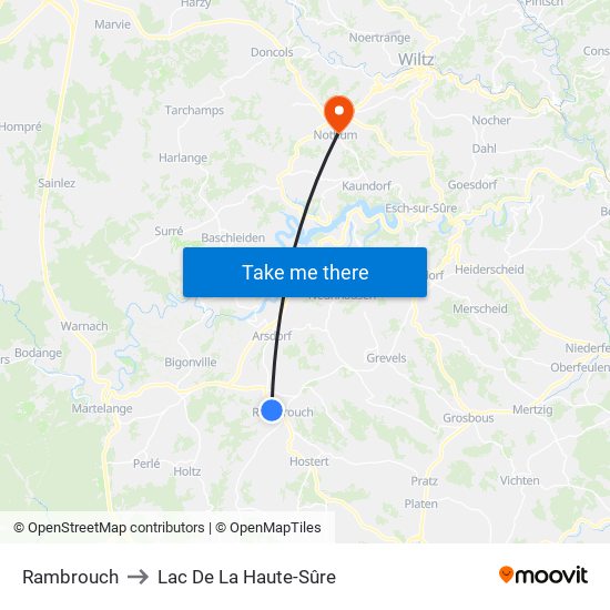 Rambrouch to Lac De La Haute-Sûre map
