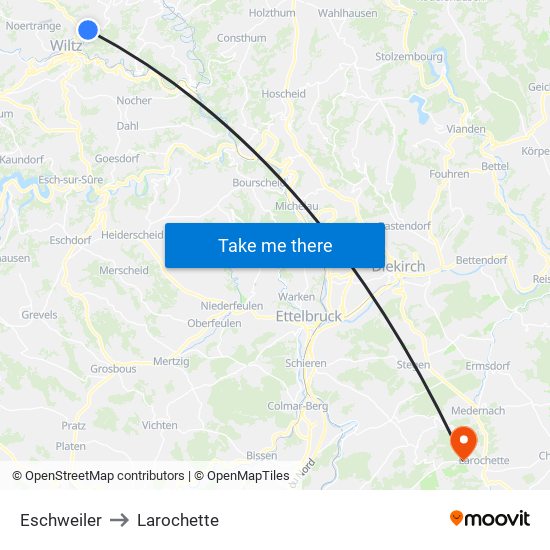 Eschweiler to Larochette map