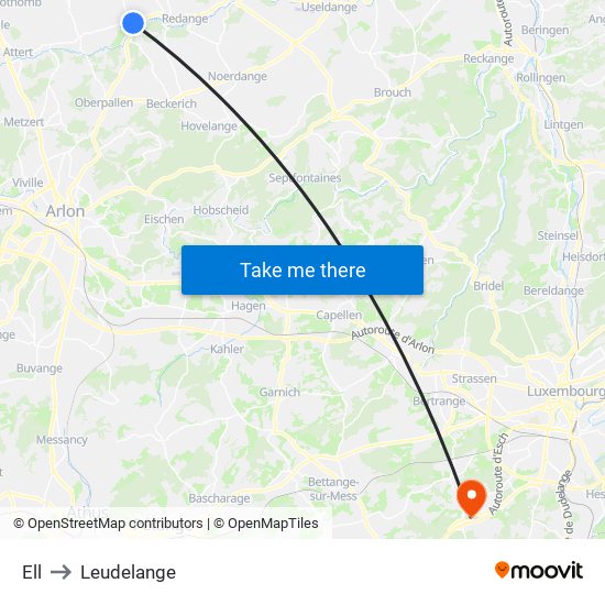 Ell to Leudelange map