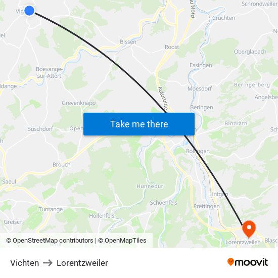 Vichten to Lorentzweiler map