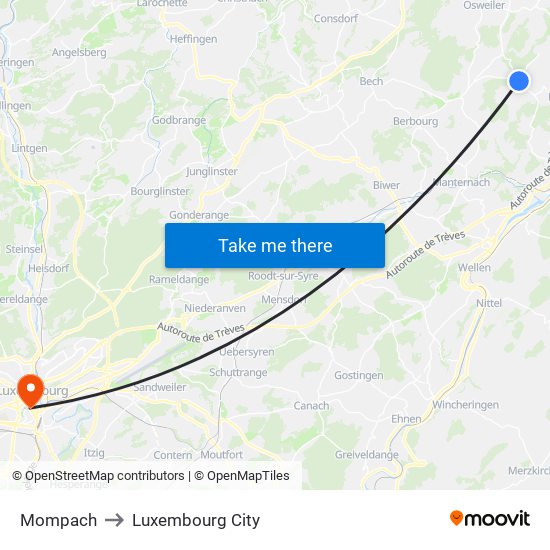 Mompach to Luxembourg City map