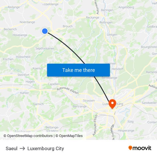 Saeul to Luxembourg City map