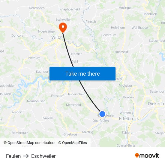 Feulen to Eschweiler map