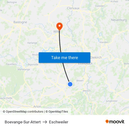 Boevange-Sur-Attert to Eschweiler map