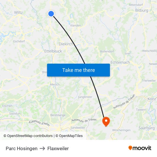 Parc Hosingen to Flaxweiler map