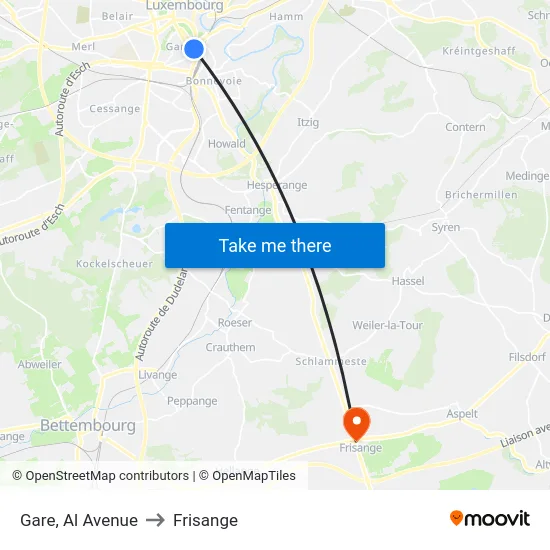 Gare, Al Avenue to Frisange map