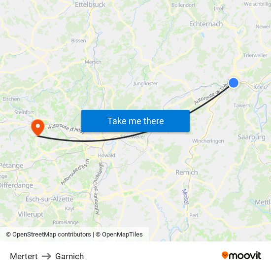 Mertert to Garnich map