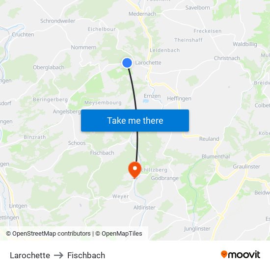 Larochette to Fischbach map