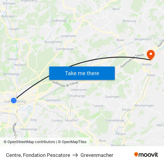 Centre, Fondation Pescatore to Grevenmacher map