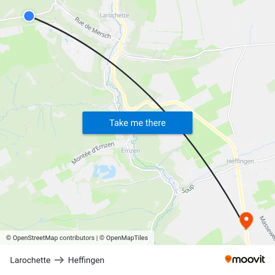 Larochette to Heffingen map