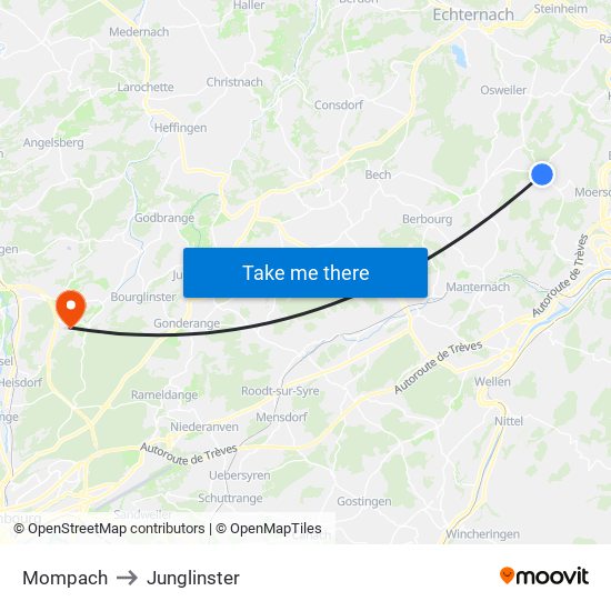 Mompach to Junglinster map