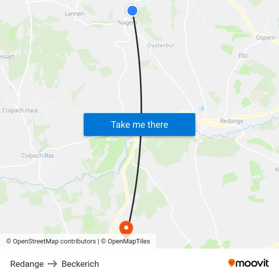 Redange to Beckerich map