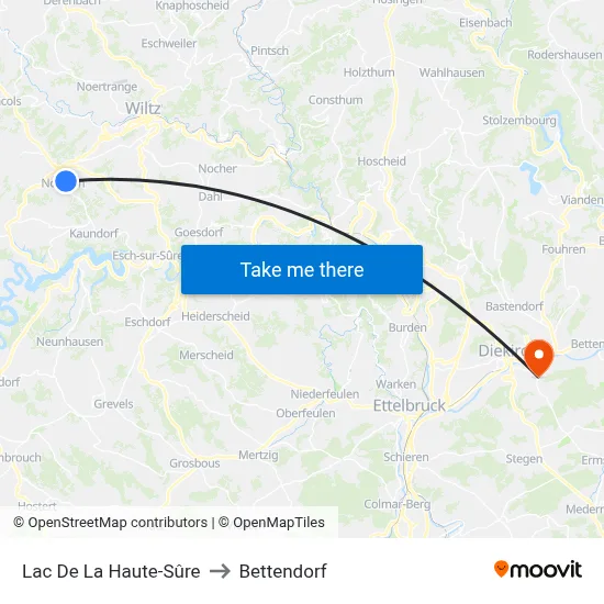 Lac De La Haute-Sûre to Bettendorf map