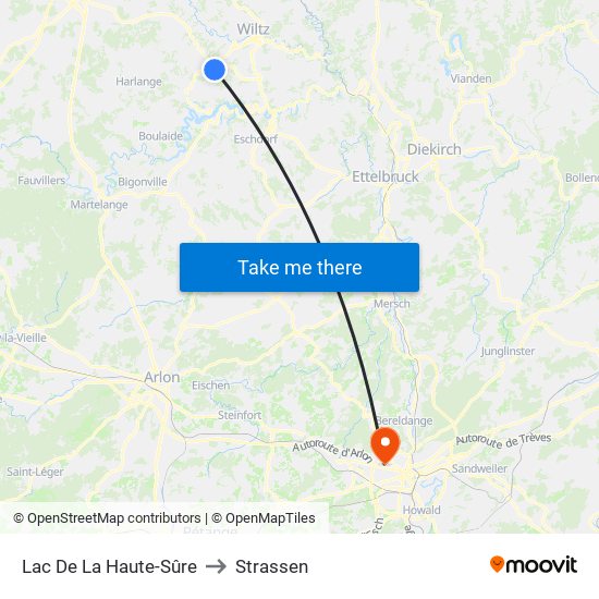 Lac De La Haute-Sûre to Strassen map