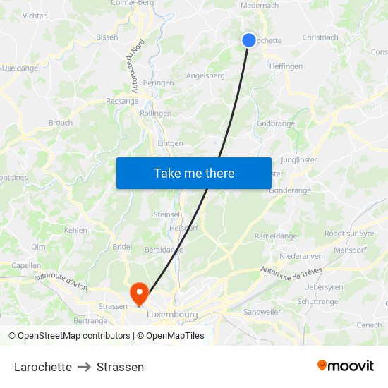 Larochette to Strassen map