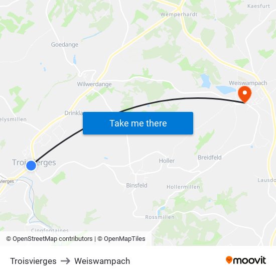 Troisvierges to Weiswampach map