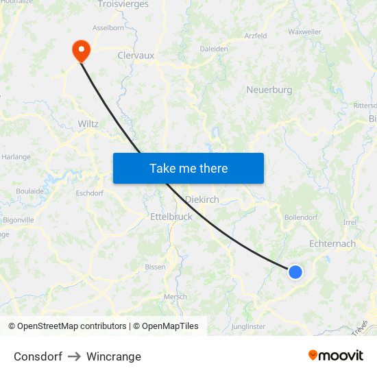 Consdorf to Wincrange map