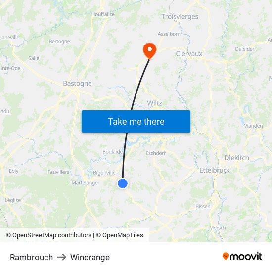 Rambrouch to Wincrange map
