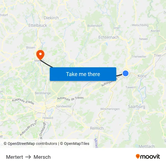 Mertert to Mersch map