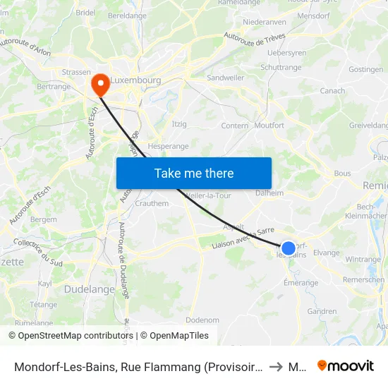 Mondorf-Les-Bains, Rue Flammang (Provisoire) to Merl map