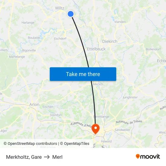 Merkholtz, Gare to Merl map