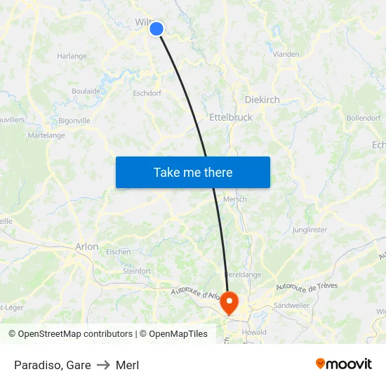 Paradiso, Gare to Merl map