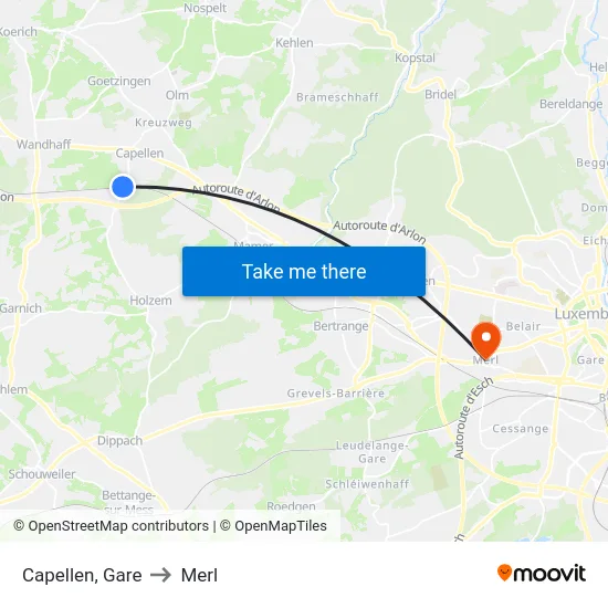 Capellen, Gare to Merl map