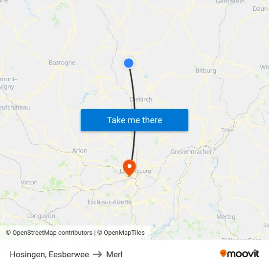Hosingen, Eesberwee to Merl map