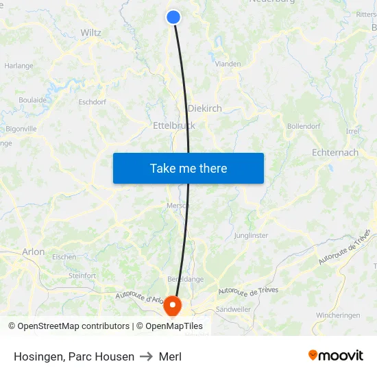 Hosingen, Parc Housen to Merl map