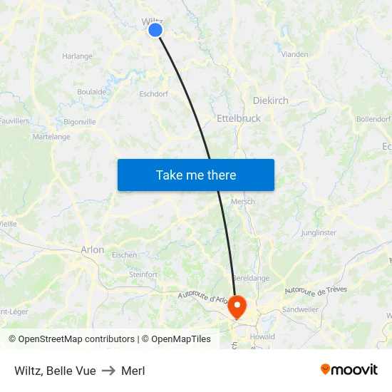 Wiltz, Belle Vue to Merl map
