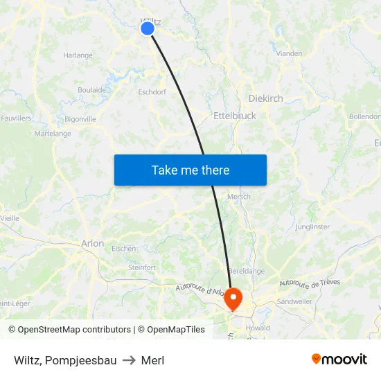 Wiltz, Pompjeesbau to Merl map
