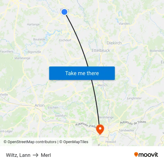 Wiltz, Lann to Merl map