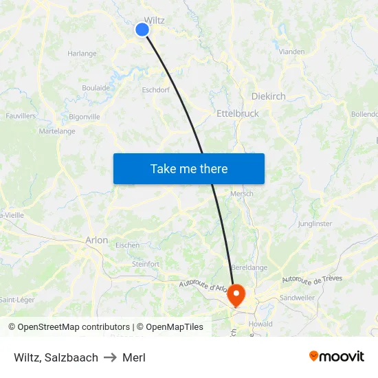 Wiltz, Salzbaach to Merl map