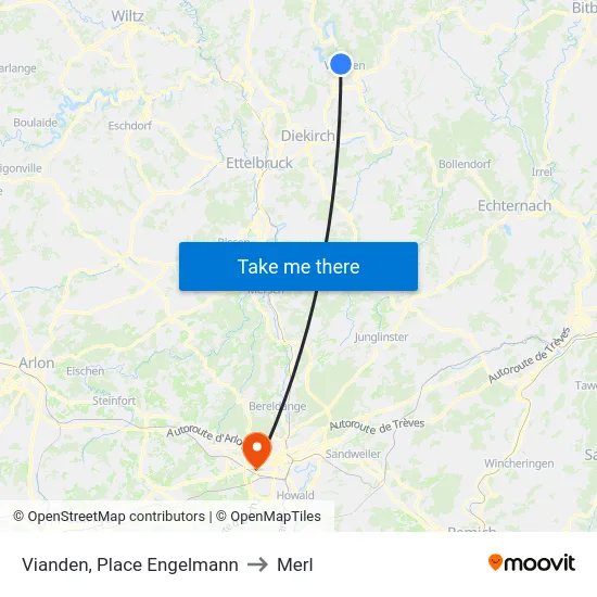 Vianden, Place Engelmann to Merl map
