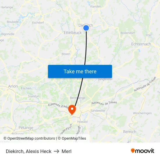 Diekirch, Alexis Heck to Merl map