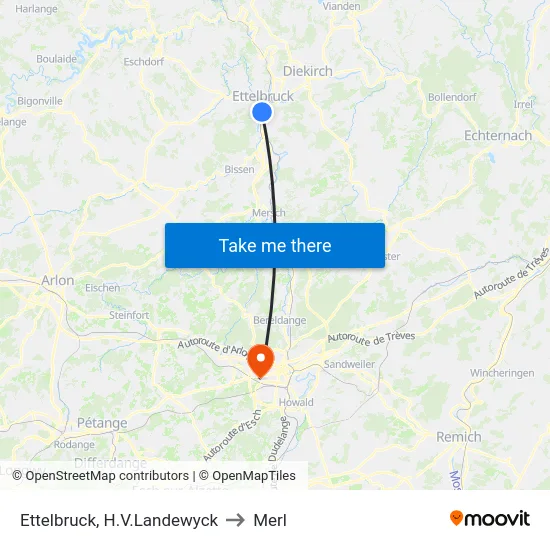 Ettelbruck, H.V.Landewyck to Merl map