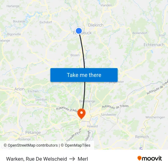Warken, Rue De Welscheid to Merl map