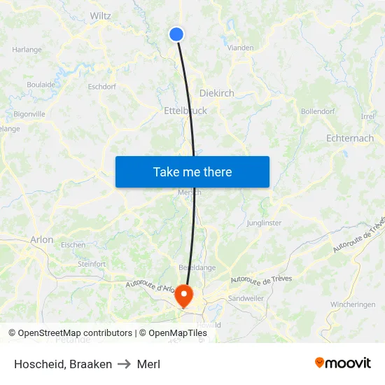 Hoscheid, Braaken to Merl map