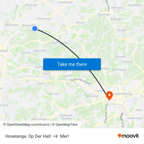 Hovelange, Op Der Halt to Merl map