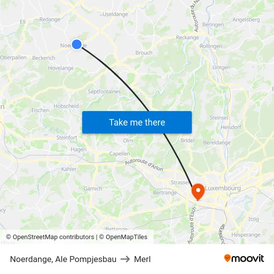 Noerdange, Ale Pompjesbau to Merl map