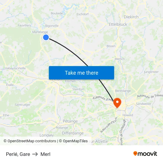 Perlé, Gare to Merl map